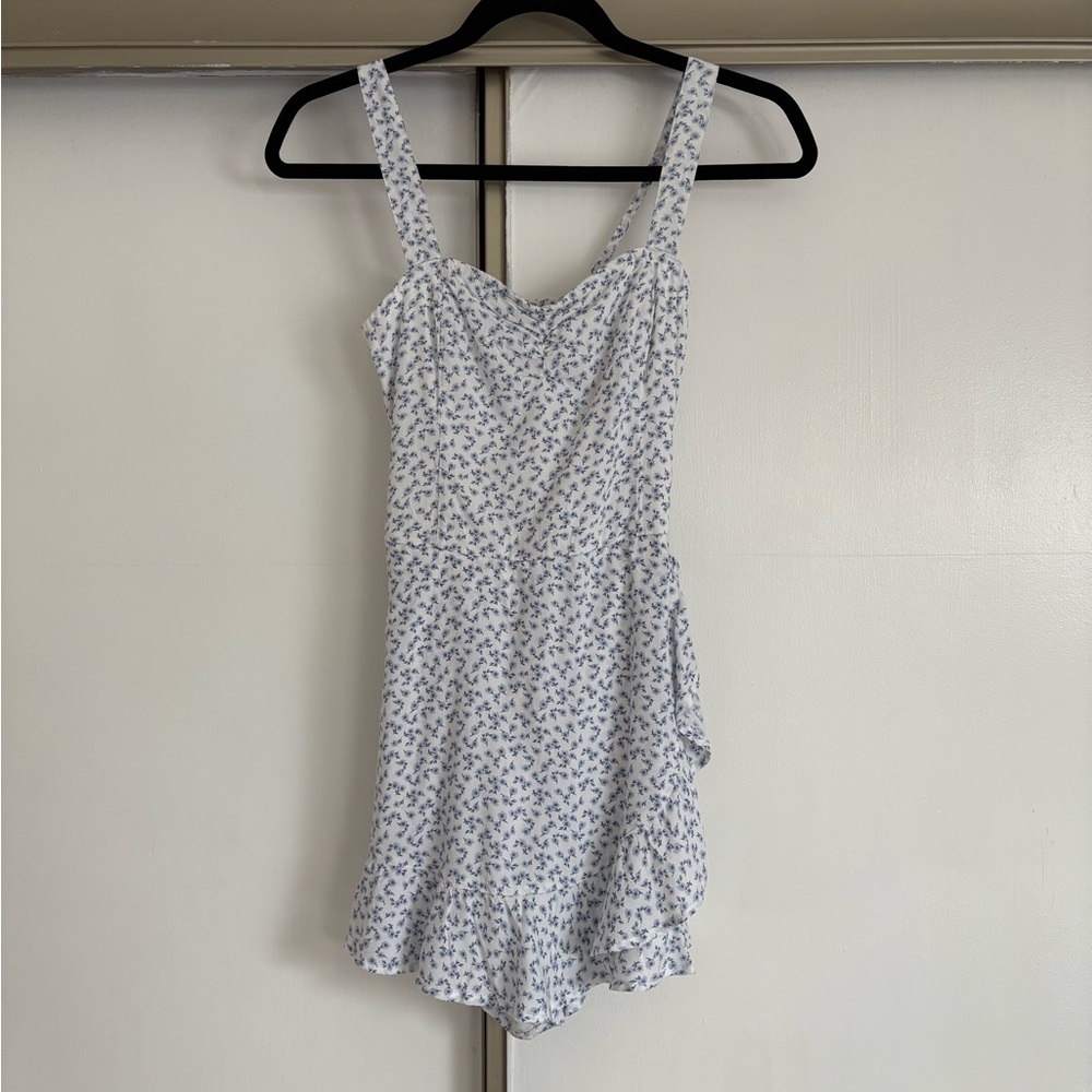 Hollister Floral White and Blue Romper